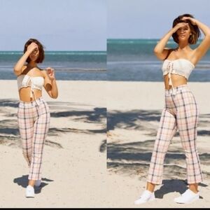 Urban Outfitters Leila Plaid Kick Flare Pants Size 6